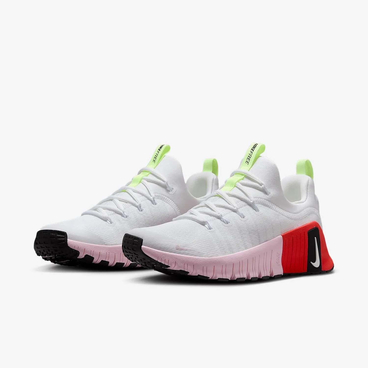 Nike Free Metcon 6 Women's Workout Shoes (IB4526-100, White/Barely Volt/Bright Crimson/Pink Foam)