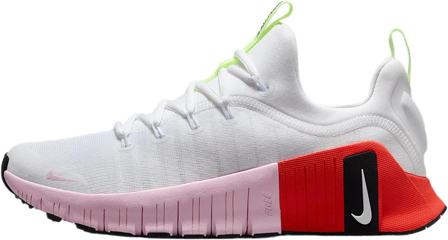 Nike Free Metcon 6 Women's Workout Shoes (IB4526-100, White/Barely Volt/Bright Crimson/Pink Foam)