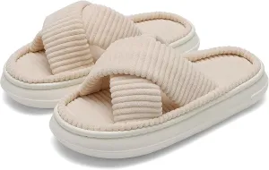 NineCiFun Platform Slippers for Women Indoor and Outdoor Women's Summer Slippers Open Toe Slide House Bedroom Shoes