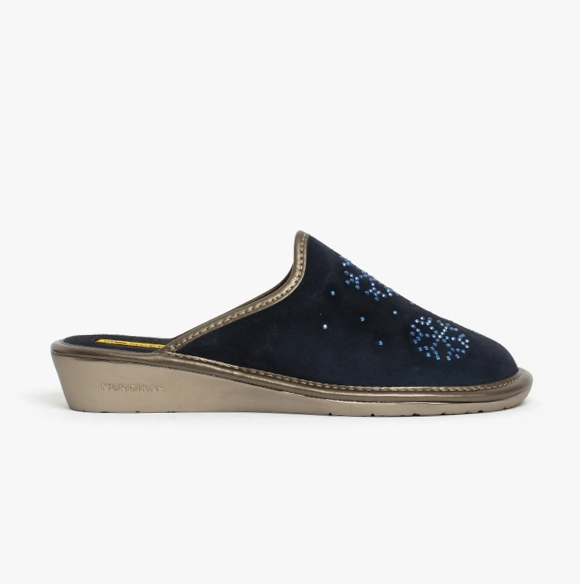 Nordikas 1747 (AFELPADO) Womens Suede Mule Slippers Marine