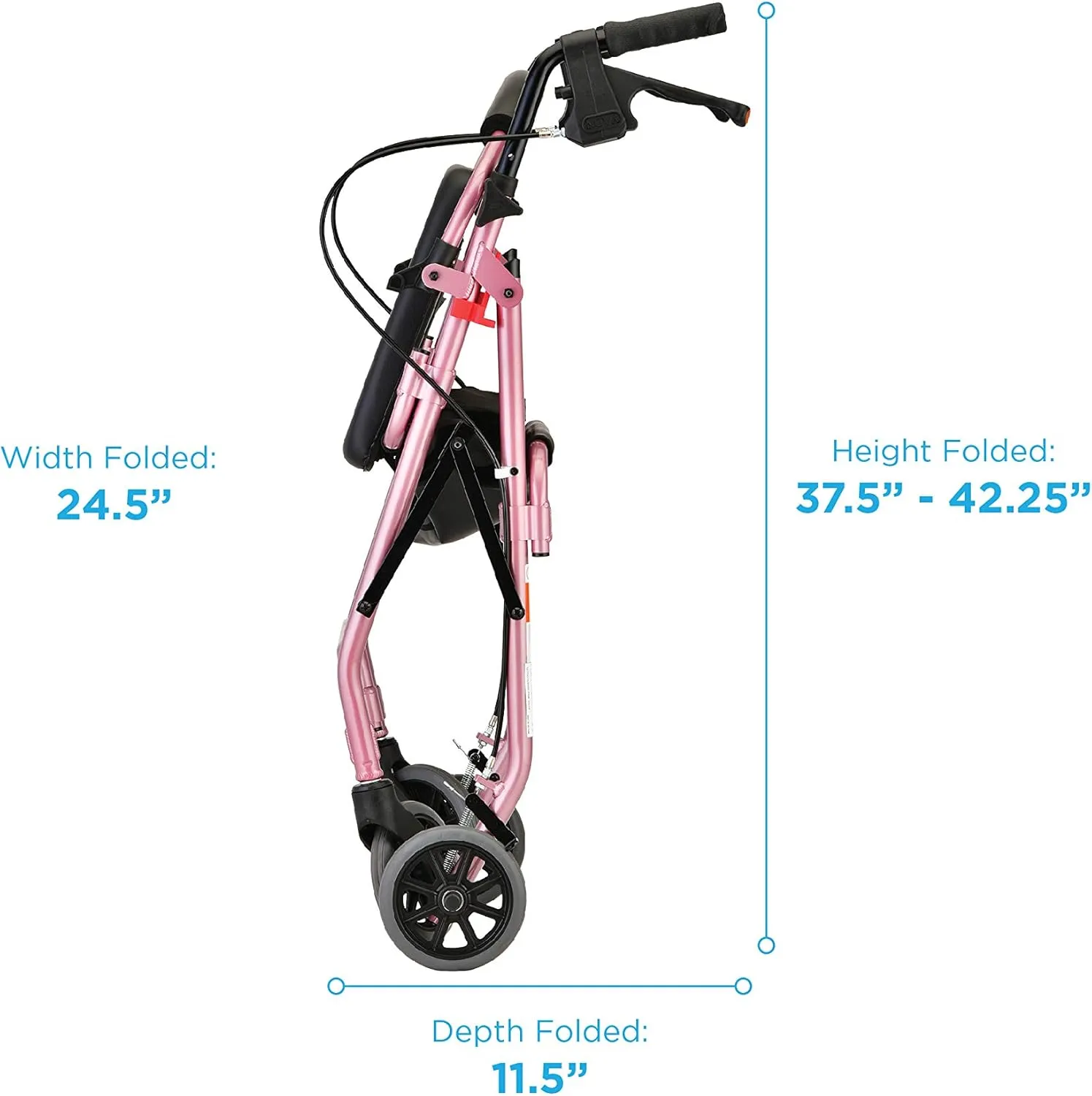 NOVA Medical Products GetGo Classic Rollator Walker, Pink, 1 Count