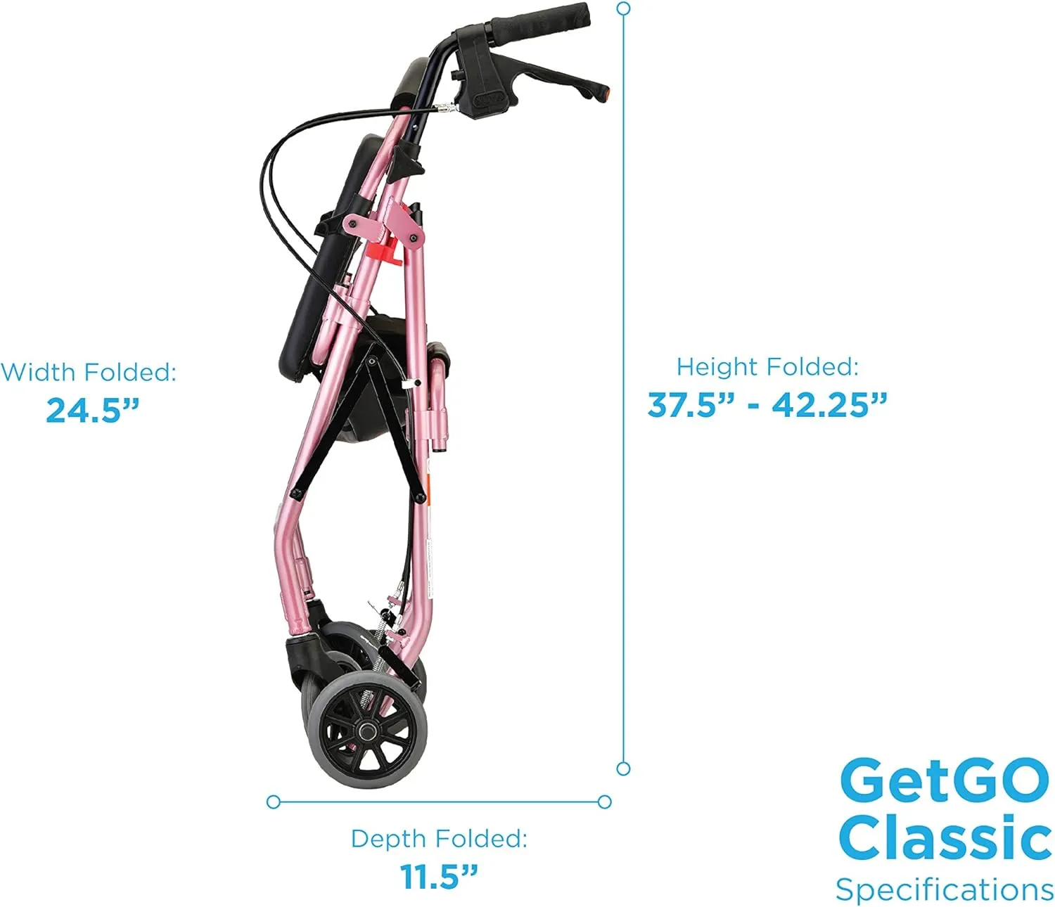 NOVA Medical Products GetGo Classic Rollator Walker, Pink, 1 Count