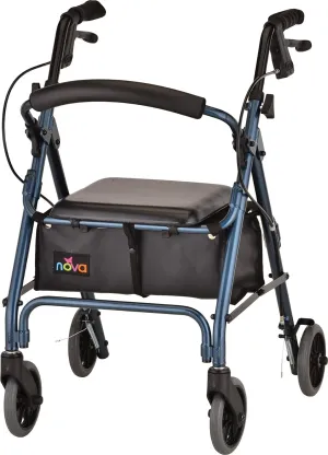 NOVA Medical Products GetGo Petite Rollator Walker for Height 4’0” - 5”4”, Blue, 1 Count