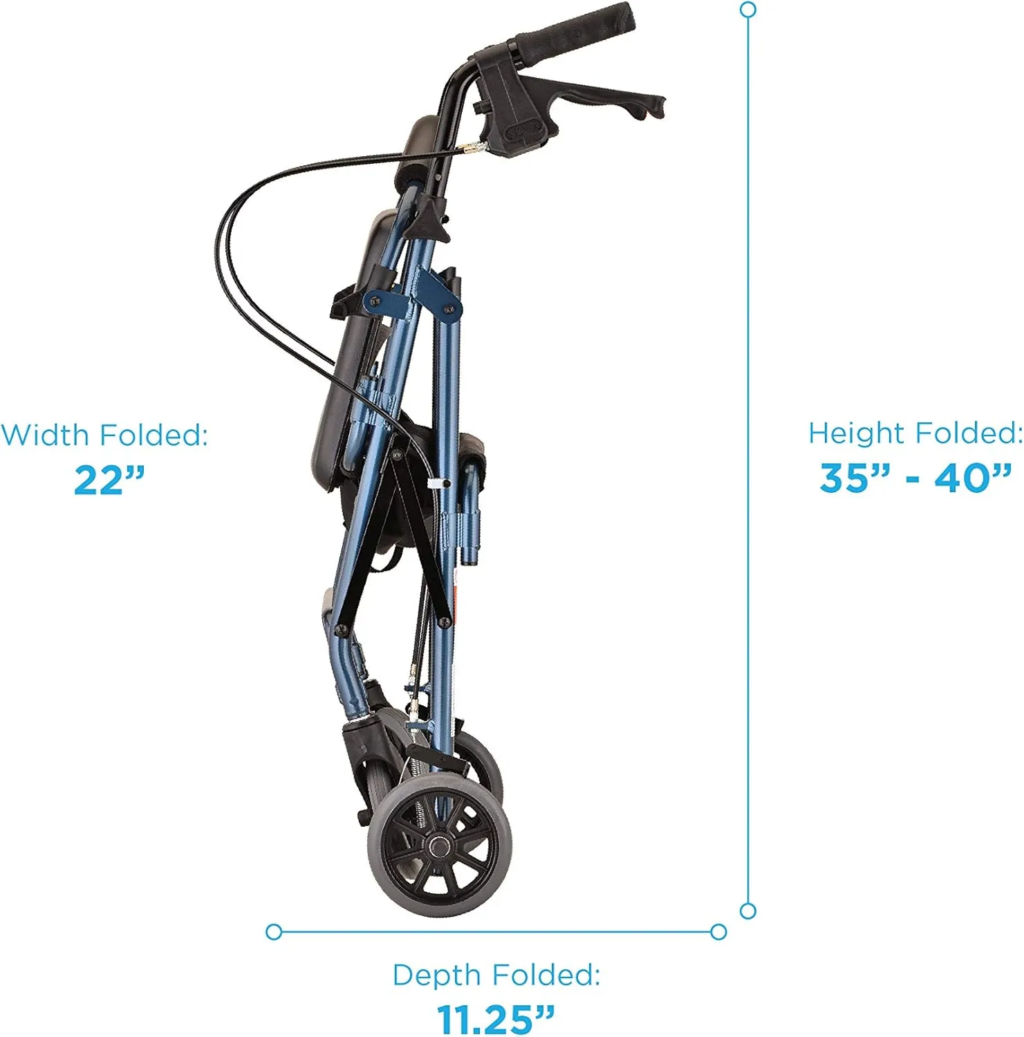 NOVA Medical Products GetGo Petite Rollator Walker for Height 4’0” - 5”4”, Blue, 1 Count