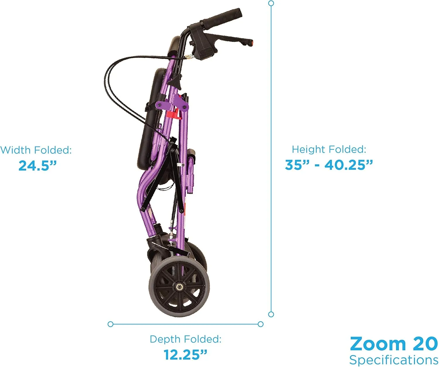 NOVA Medical Products Zoom Rollator Walker, Purple, 20 Inch