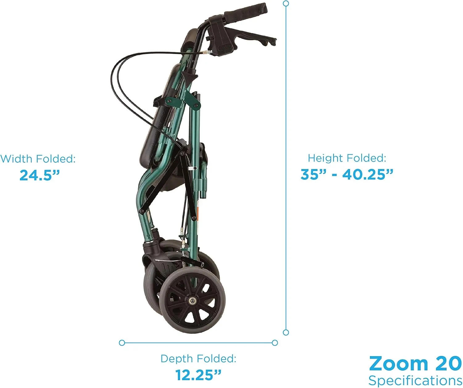 NOVA Medical Products Zoom Rollator Walker with 20" Seat Height, Green, 20 Inch