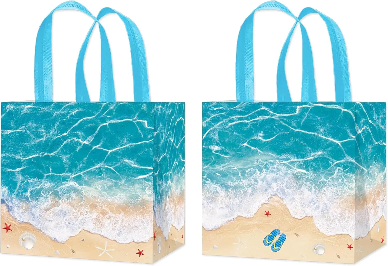 Ocean Waves Favor Bags Summer Beach Birthday Party Supplies 12 Piece Hawaii Beach Treat Bags Non-woven Blue Summer Holiday Pool Goodie Bags for Hawaiian Seaside Party Supplies