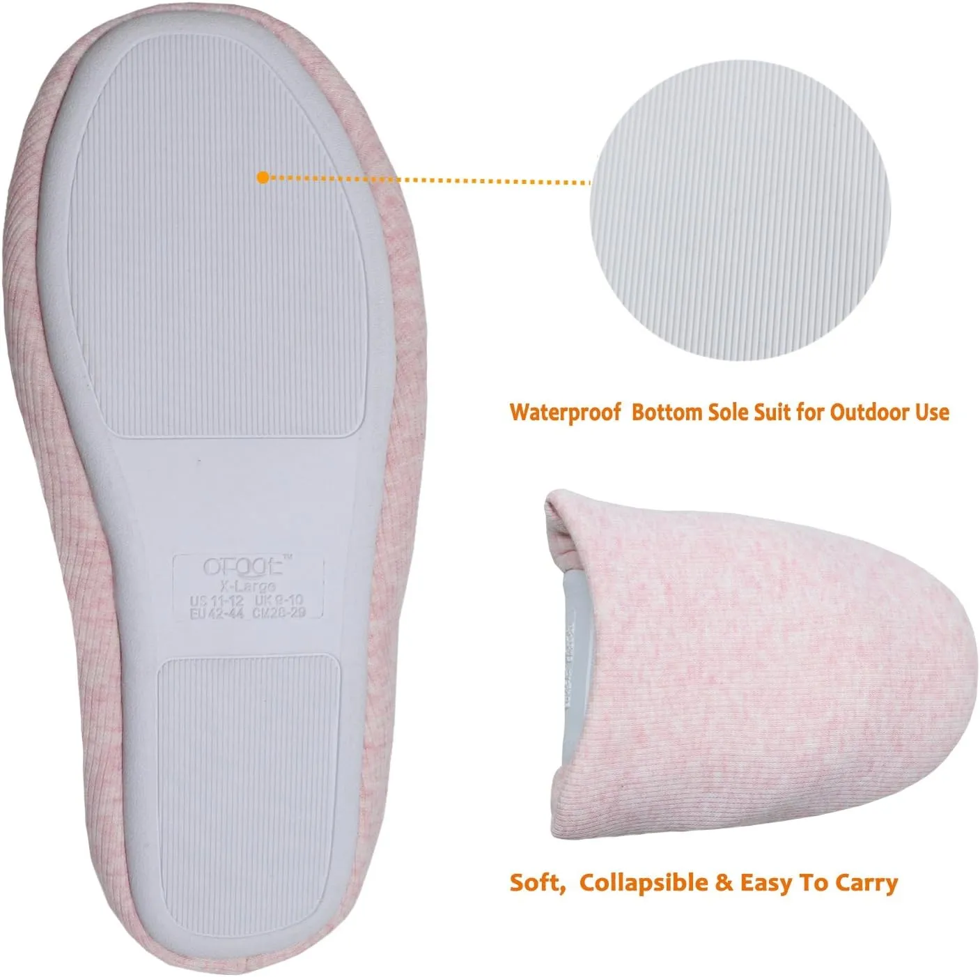 ofoot Women's Non-Slip House Slippers - Lightweight Cotton Memory Foam Indoor Slip-On, Machine Washable & Foldable Travel Design for Home, Yoga, Narrow/Wide Fit Options