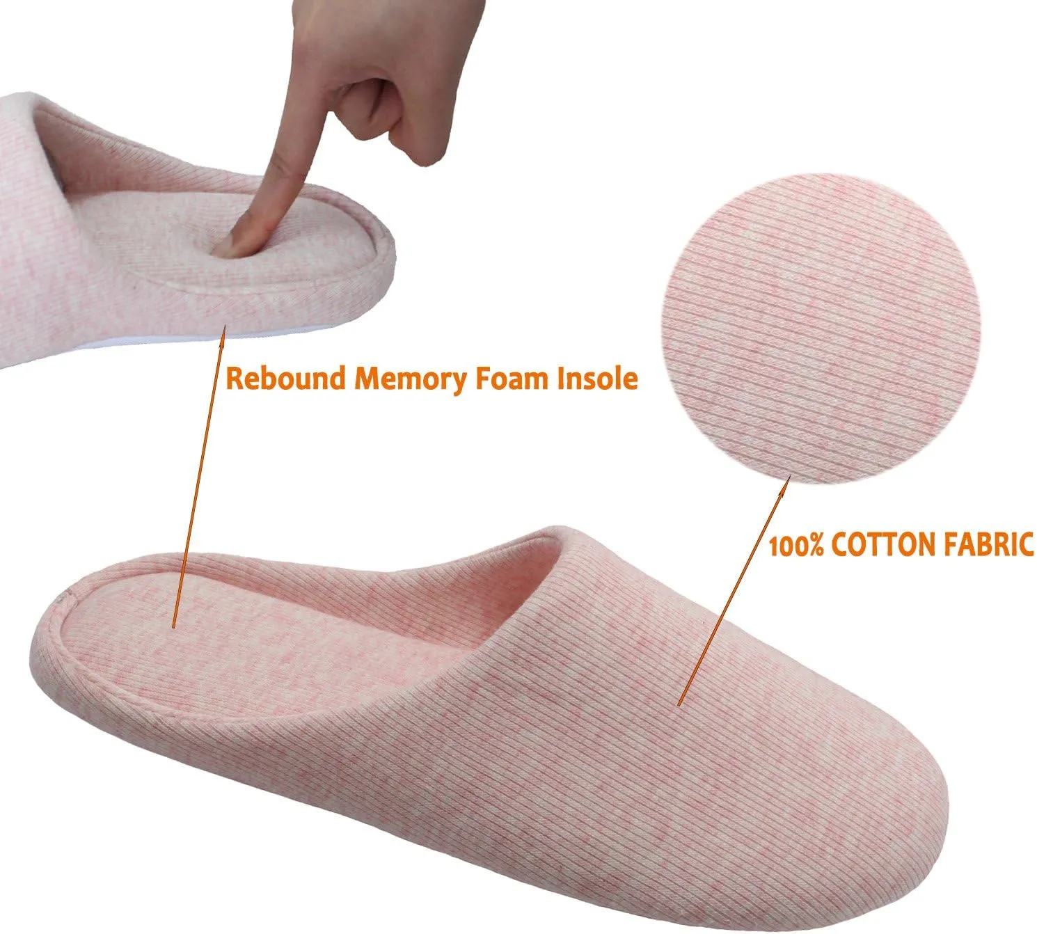ofoot Women's Non-Slip House Slippers - Lightweight Cotton Memory Foam Indoor Slip-On, Machine Washable & Foldable Travel Design for Home, Yoga, Narrow/Wide Fit Options