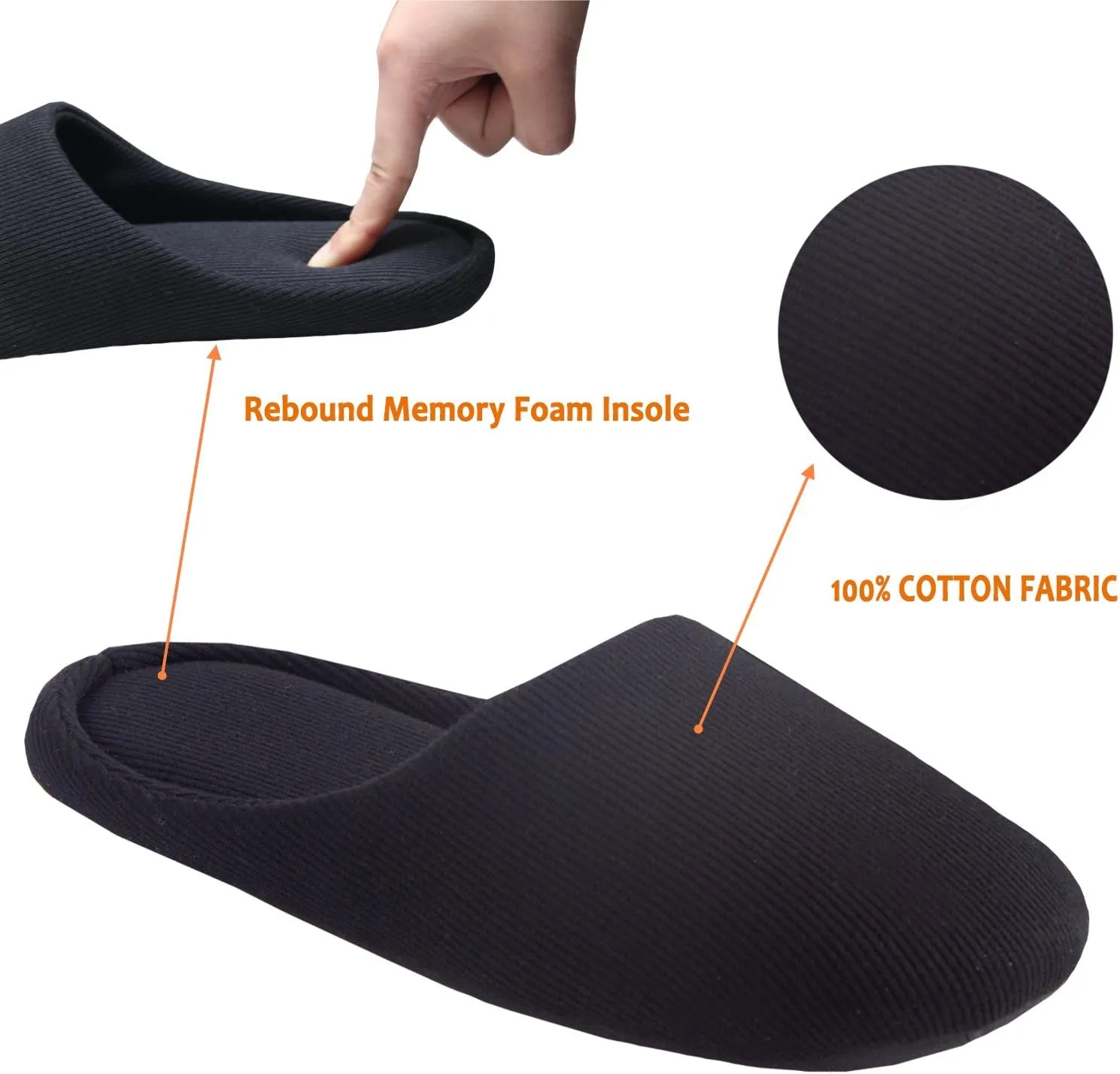 ofoot Women's Non-Slip House Slippers - Lightweight Cotton Memory Foam Indoor Slip-On, Machine Washable & Foldable Travel Design for Home, Yoga, Narrow/Wide Fit Options