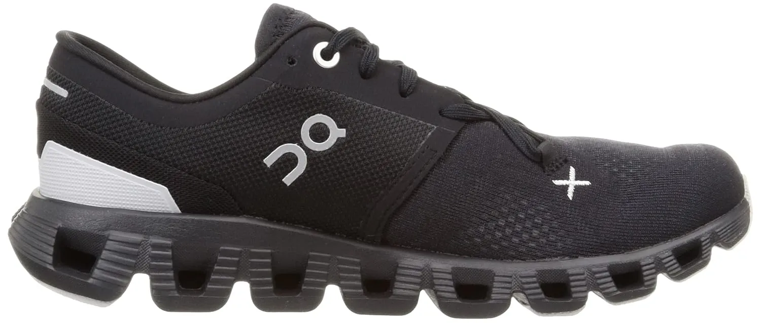 On Women's Cloud X 3 Sneakers, Black, 7.5 Medium US