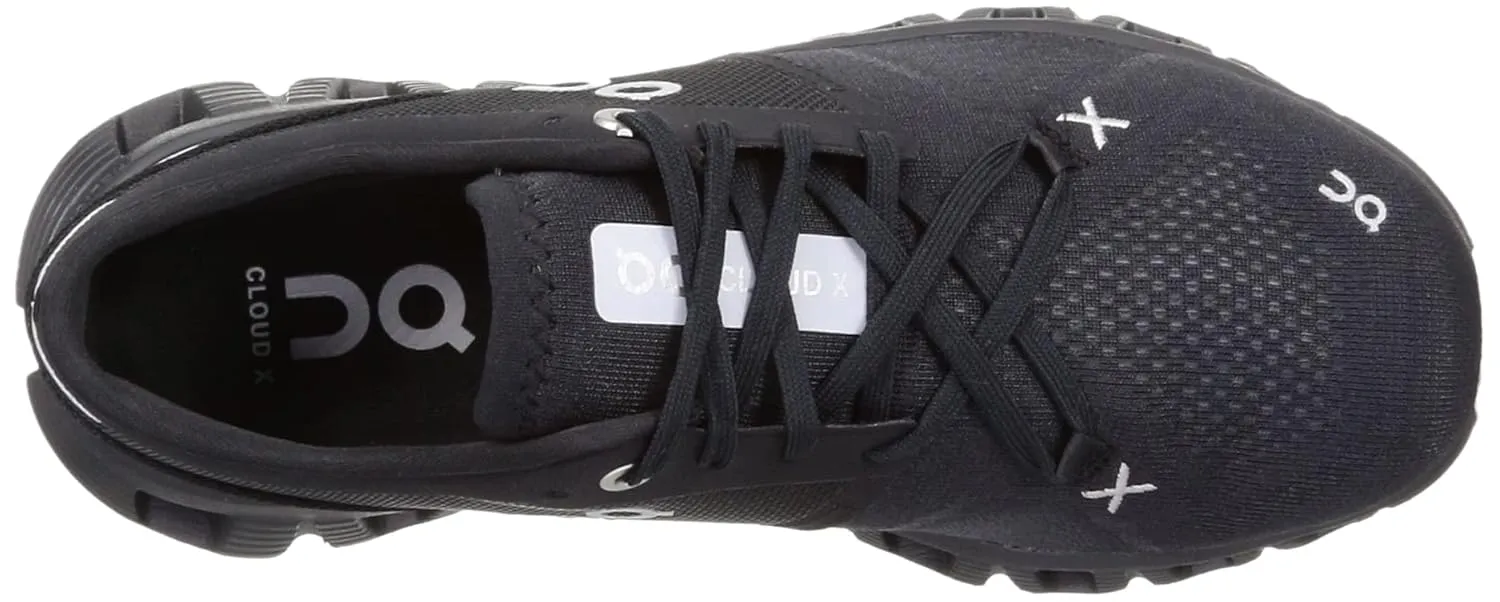 On Women's Cloud X 3 Sneakers, Black, 7.5 Medium US