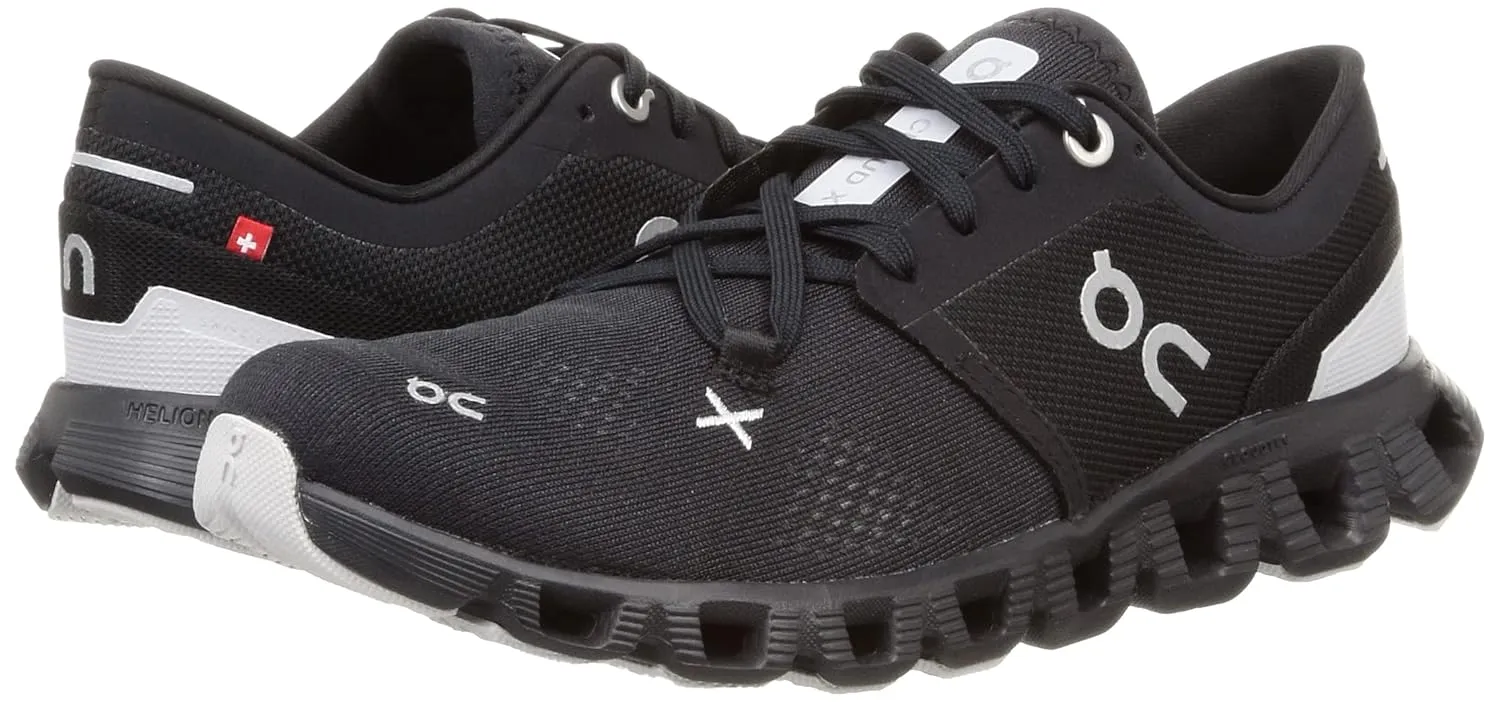On Women's Cloud X 3 Sneakers, Black, 7.5 Medium US