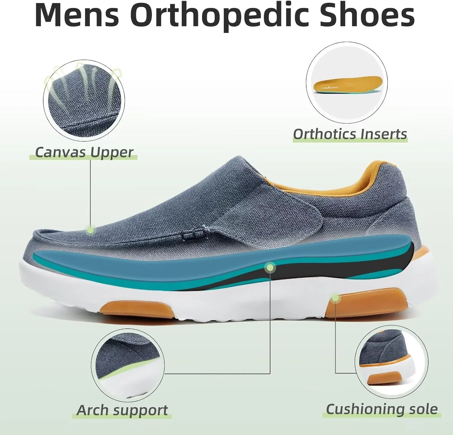 OrthoComfoot Mens Orthopedic Slippers Shoes with Arch Support: Plantar Fasciitis House Slip On Loafers, Comfortable Moccasin Mule Clogs for Indoor Outdoor
