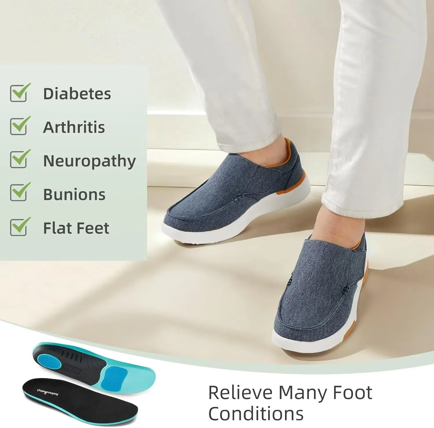 OrthoComfoot Mens Orthopedic Slippers Shoes with Arch Support: Plantar Fasciitis House Slip On Loafers, Comfortable Moccasin Mule Clogs for Indoor Outdoor