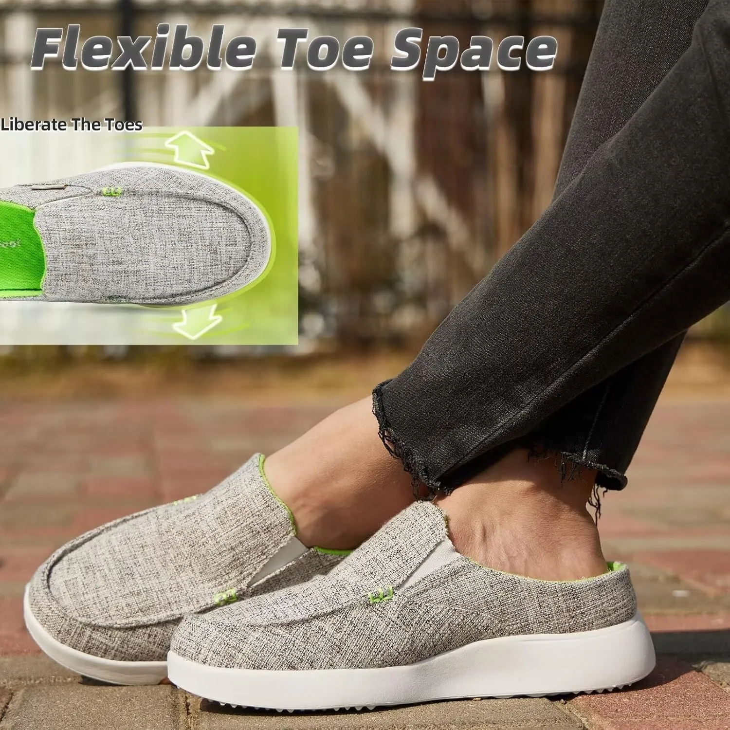 OrthoComfoot Women's Orthopedic Slip-On Loafers Walking Shoes: Comfortable Arch Support Slippers for Plantar Fasciitis, Casual Canvas Orthotic Mule Clogs for Foot Heel Pain Relief
