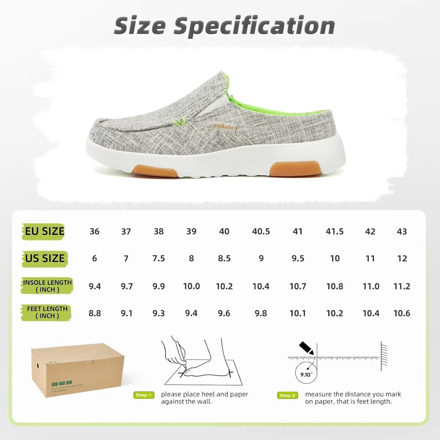 OrthoComfoot Women's Orthopedic Slip-On Loafers Walking Shoes: Comfortable Arch Support Slippers for Plantar Fasciitis, Casual Canvas Orthotic Mule Clogs for Foot Heel Pain Relief