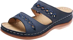 Orthopedic Sandals for Women Embroidered Wedge Perfectchose Arch Support Sandals Non-Slip Breathable Outdoor Walking Shoes Lightweight Memory Foam Platform Shoes