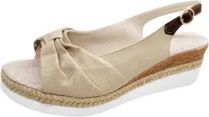 Orthopedic Sandals for Women, Women Walking Slip On Wedge Sandals Summer Dressy Open Toe Ankle Strap Platform Beach Shoes Fashion Slingback Espadrille Bowknot Casual Shoes