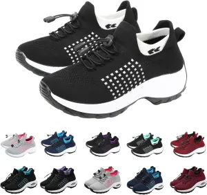 Orthopedic Sneakers for Women Men Adjustable Elastic Strap Trainers Shoes,Lightweight Breathable Damping Air Cushion Sneakers Non-Slip Platform Waterproof Comfort Soles Sports Shoes with Arch Support