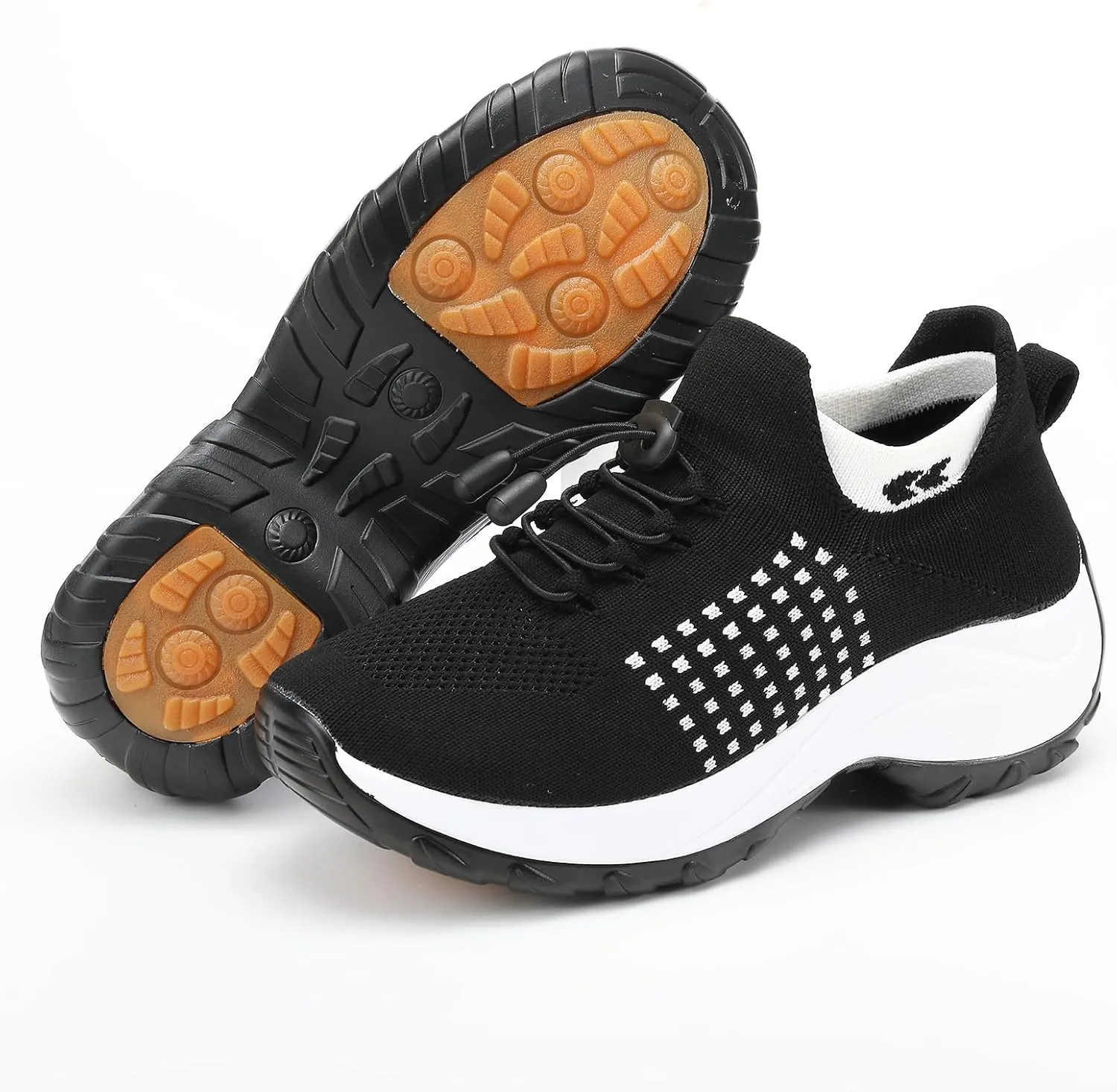 Orthopedic Sneakers for Women Men Adjustable Elastic Strap Trainers Shoes,Lightweight Breathable Damping Air Cushion Sneakers Non-Slip Platform Waterproof Comfort Soles Sports Shoes with Arch Support