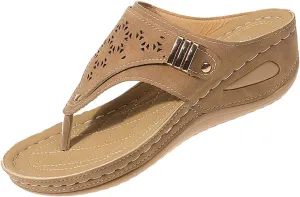 Orthopedic Wedge Flip Flops Women Summer Dressy Flat Open Toe Platform Sandals with Arch Support Silppers Comfortable Slip on Sandals Beach Sandals Dress Shoes Vacation Slippers