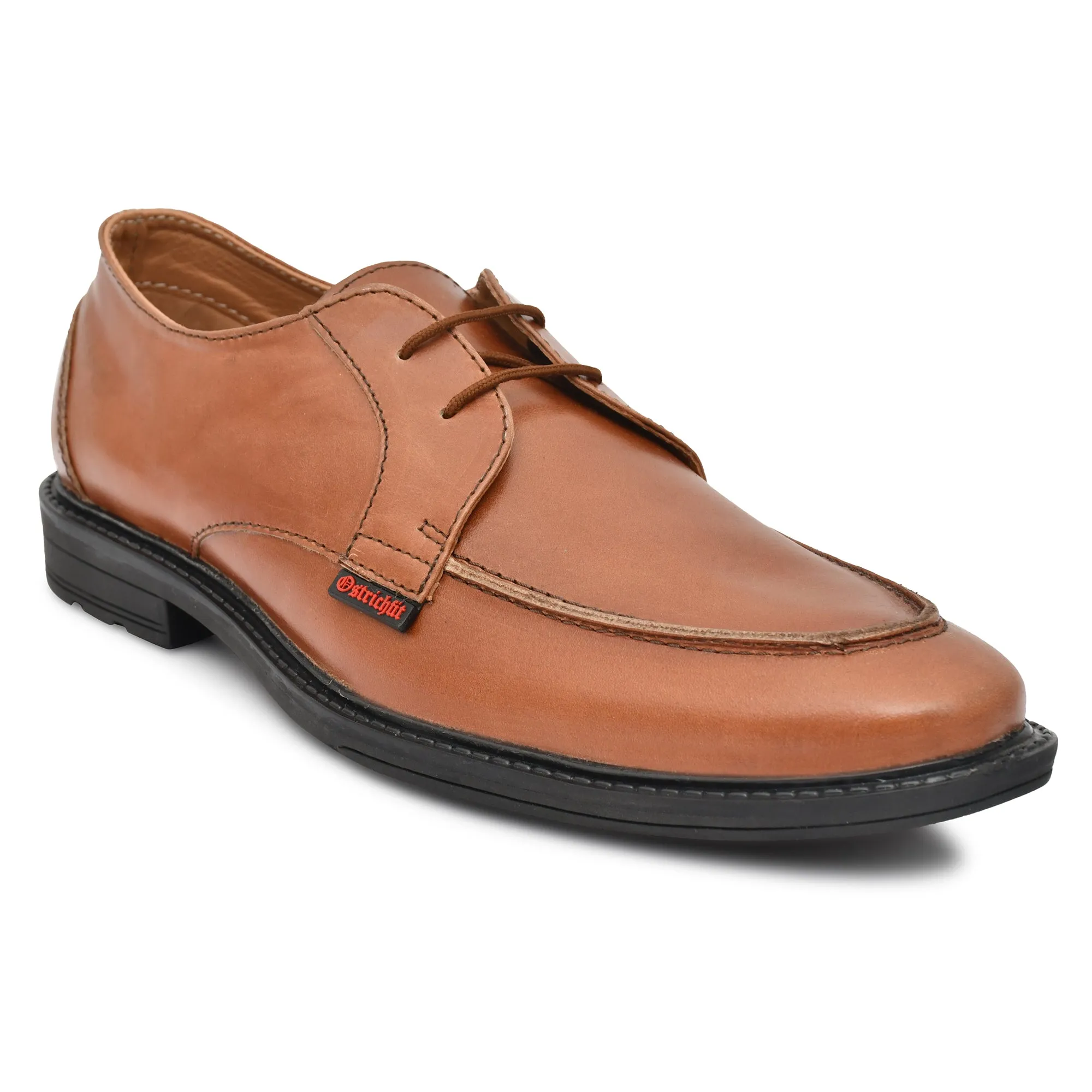 Ostrichfit Men's elegant vintage tan derby in woven leather ART OF-6507