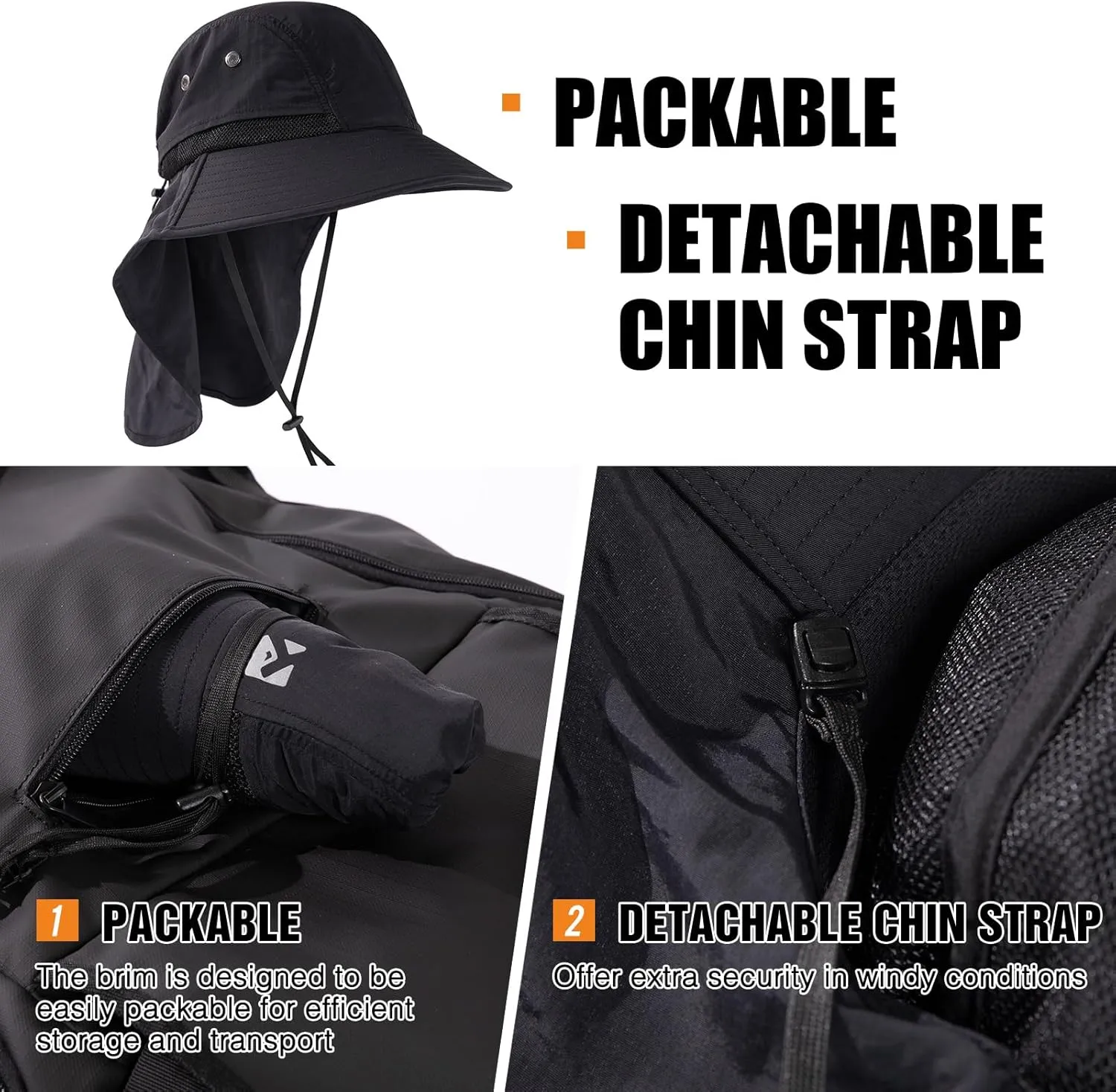 Oversized XL XXL Mens Sun Hat Big Head Neck Flap Shade Waterproof UPF50  Wide Brim Hat Fishing Safari Hiking