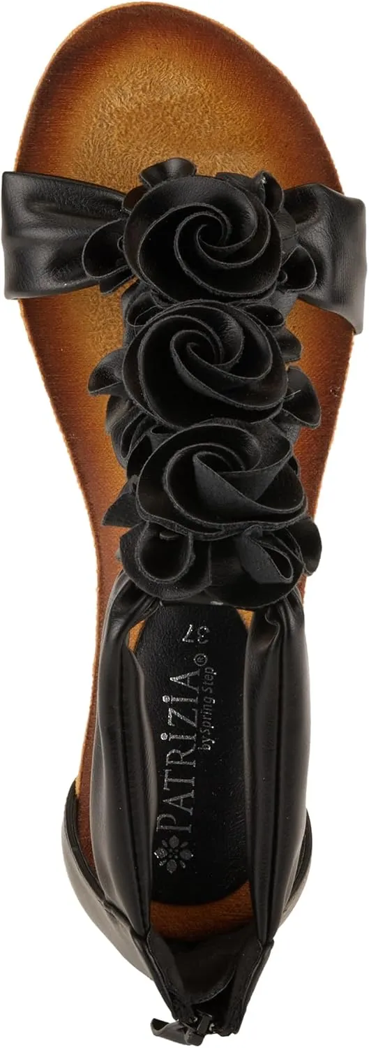 PATRIZIA Women's HARLEQUIN Ankle Strap T-Strap Wedge Sandals - Floral Design, Cushioned Insole, Back Zipper