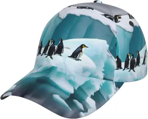 Penguins On The Iceberg Printing Men Women Baseball Cap with Adjustable Buckle Summer Baseball Cap Golf Dad Hat for Outdoor