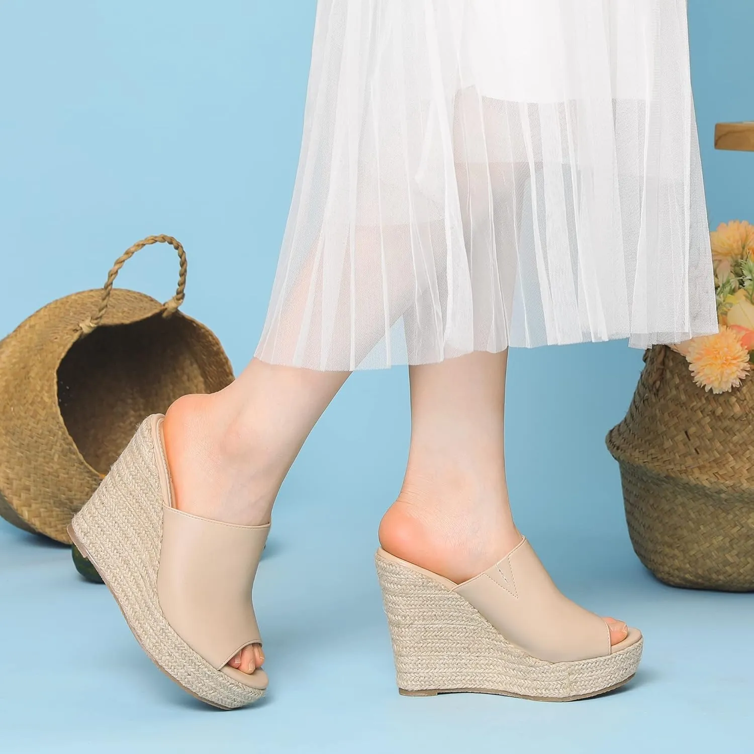 Perphy Open Toe Espadrille Wedge Heel Platform Slide Sandal for Women