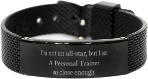 Personal Trainer - Black Shark Mesh Bracelet, Fitness Inspiration, Confidence, Strength, Graduation Gifts, Veterans Day
