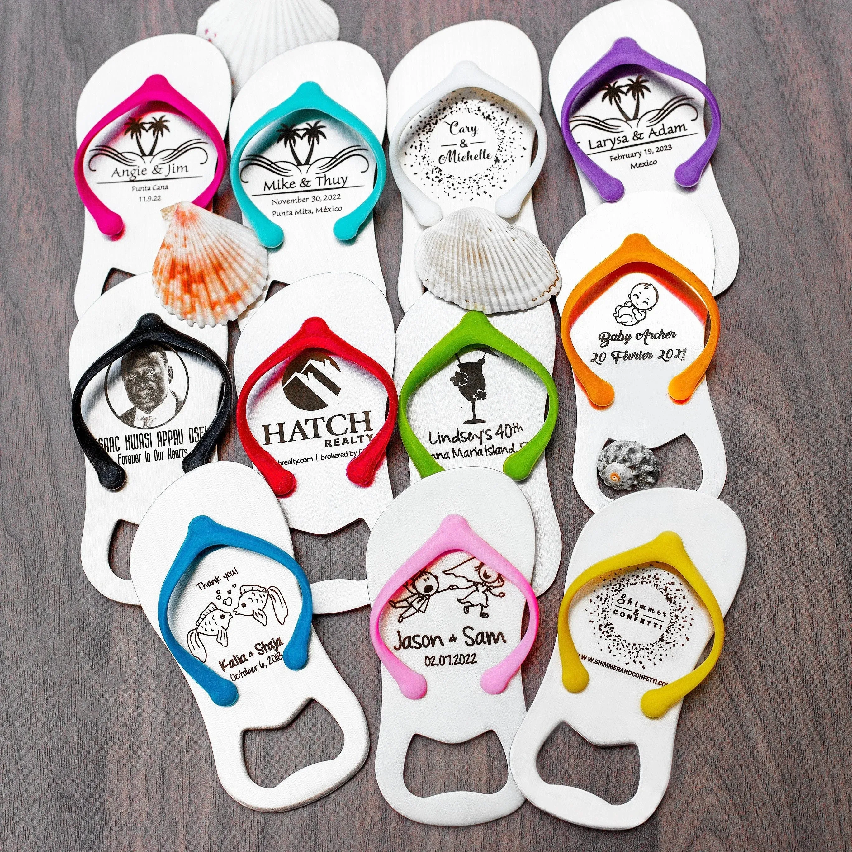 Personalized Flip Flop Bottle Opener | Destination Bridal Shower & Wedding Favors