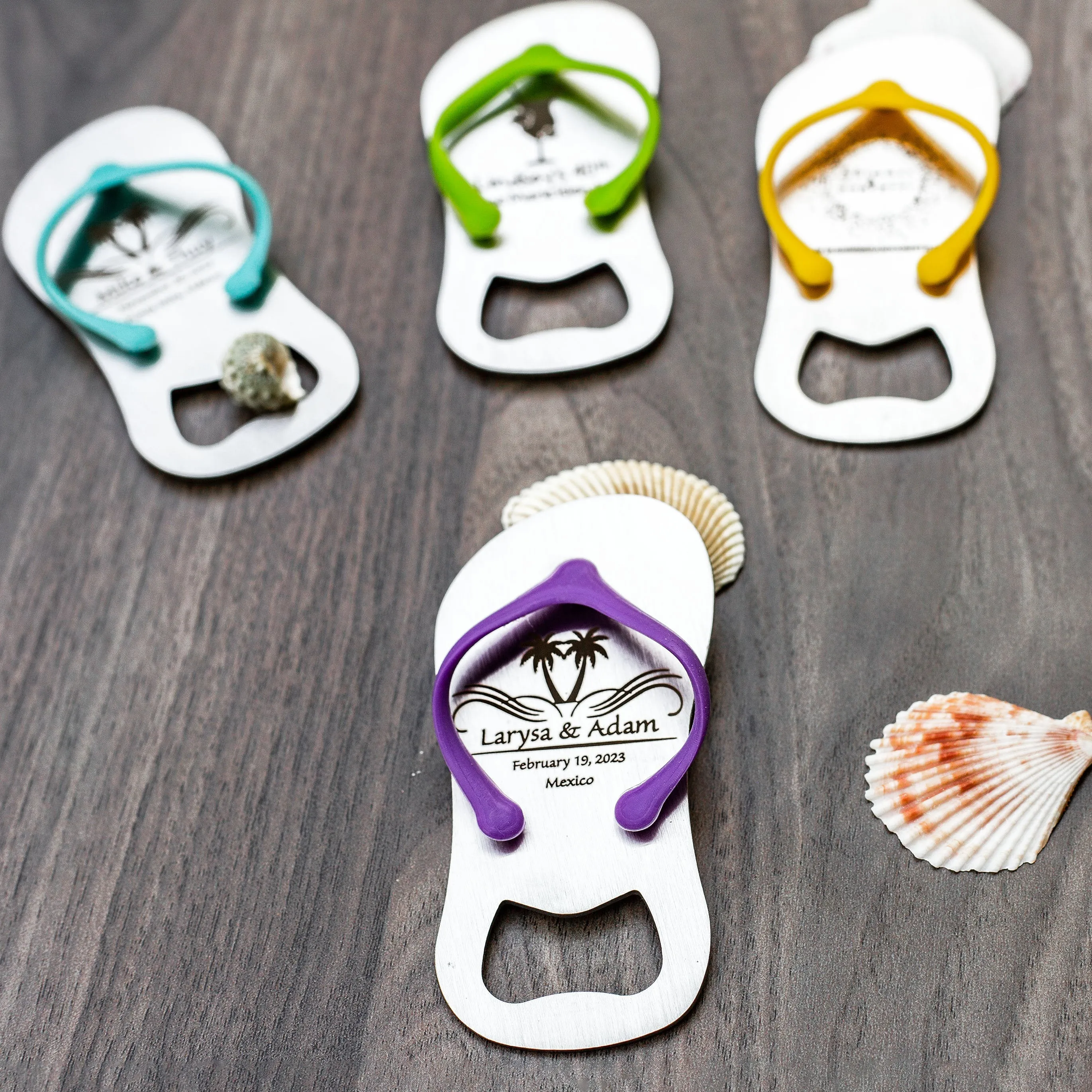 Personalized Flip Flop Bottle Opener | Destination Bridal Shower & Wedding Favors