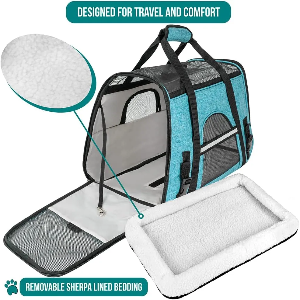 PetAmi Airline Approved Pet Carrier for Cat, Soft Sided Dog Carrier for Small Dog, Cat Travel Supplies Accessories Indoor Cat, Ventilated Pet Carrying Bag Medium Large Kitten Puppy, Small Heather Blue