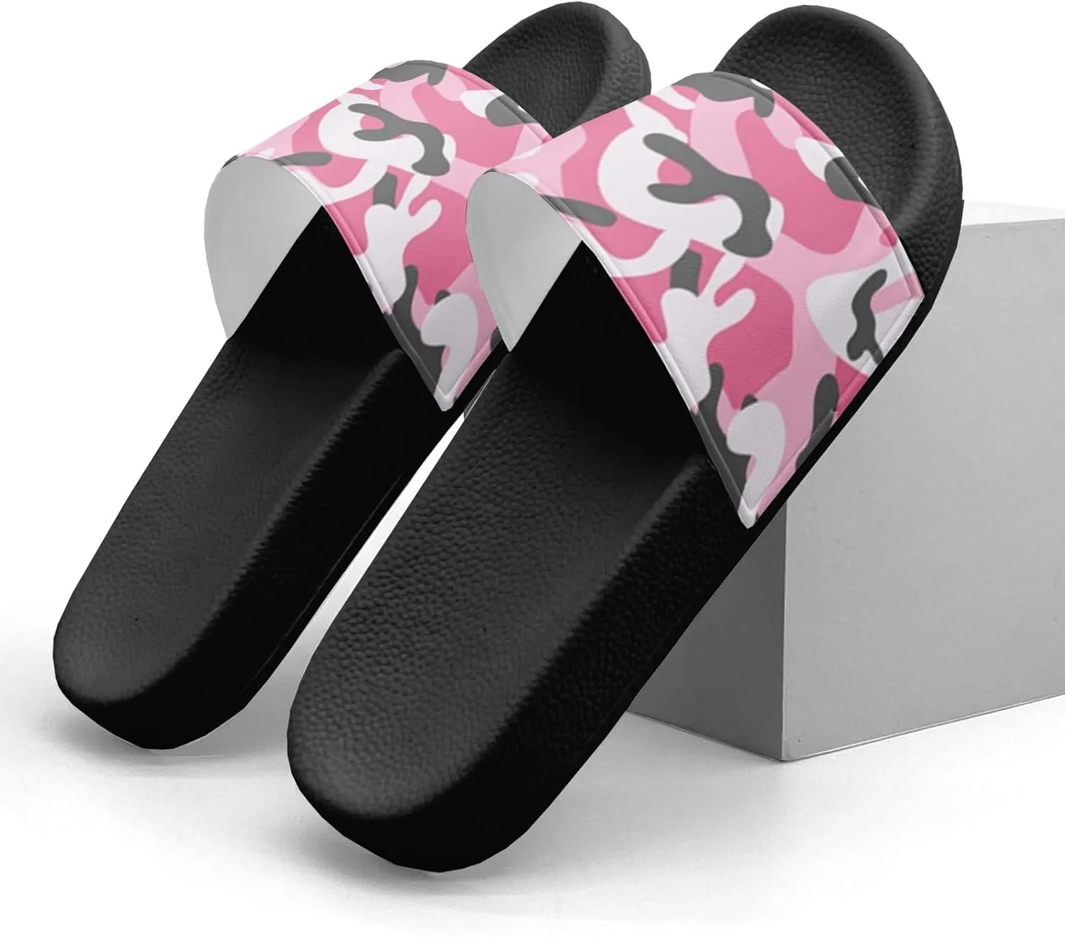 Pitovozu Art Camo Colorful Slippers for Women Men Comfotable Sandals Non Slip Home Bedroom Pool Shower Outdoor Slide Slippers