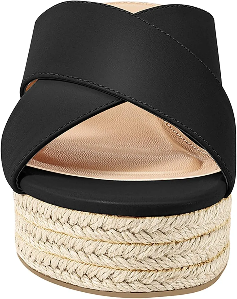 PIZZ ANNU Women's Misty Criss Cross Platform Wedge Sandals Open Toe Espadrille Heels Sandals for Casual Summer Slide Shoes
