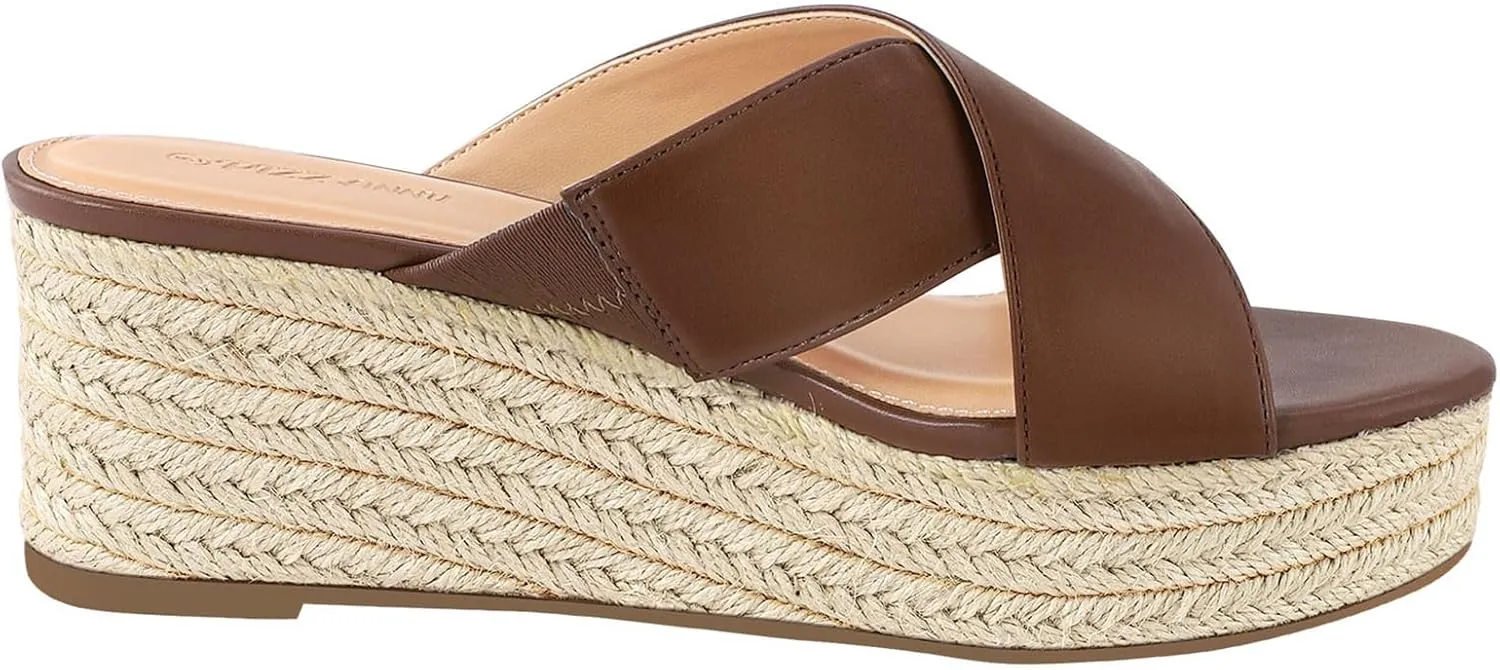 PIZZ ANNU Women's Misty Criss Cross Platform Wedge Sandals Open Toe Espadrille Heels Sandals for Casual Summer Slide Shoes