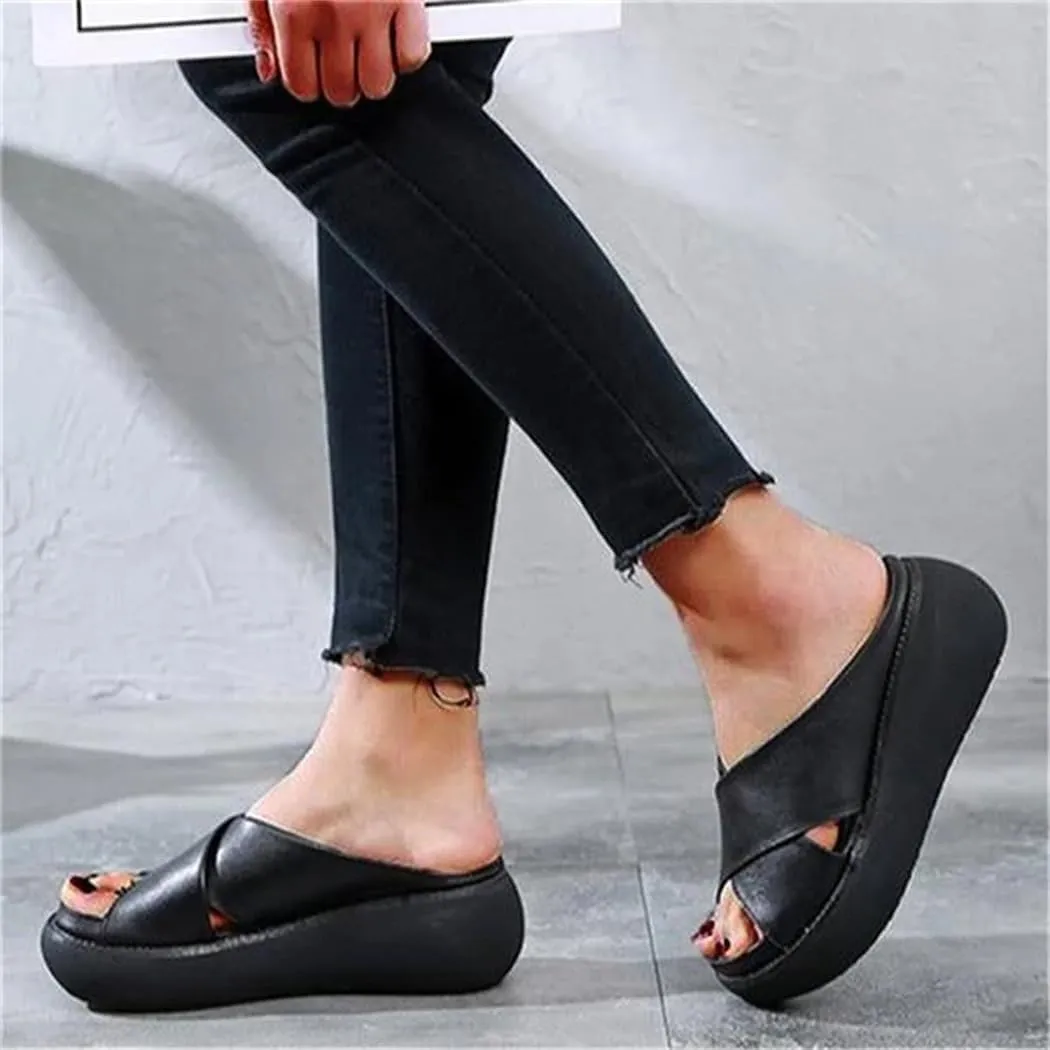 Platform Criss Cross Slides Slip on Slide Sandals