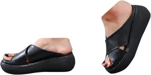Platform Criss Cross Slides Slip on Slide Sandals