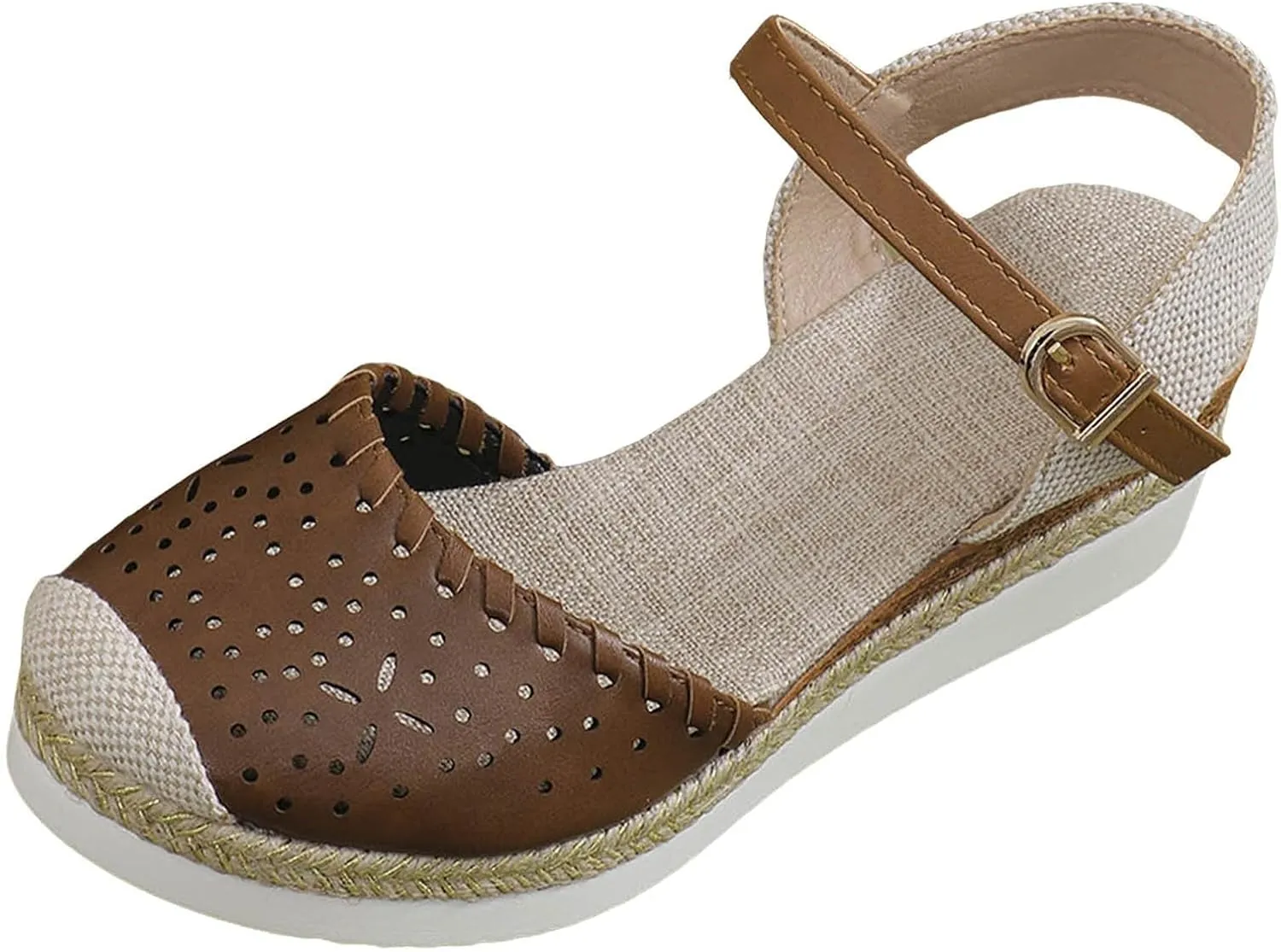 Platform Sandals for Women 2025 Breathable Hollow Out Closed Toe Slip On Sandals Buckle Ankle Strap Wedge Sandal Arch Support Slippers Fashion Summer Bohemia Beach Shoes