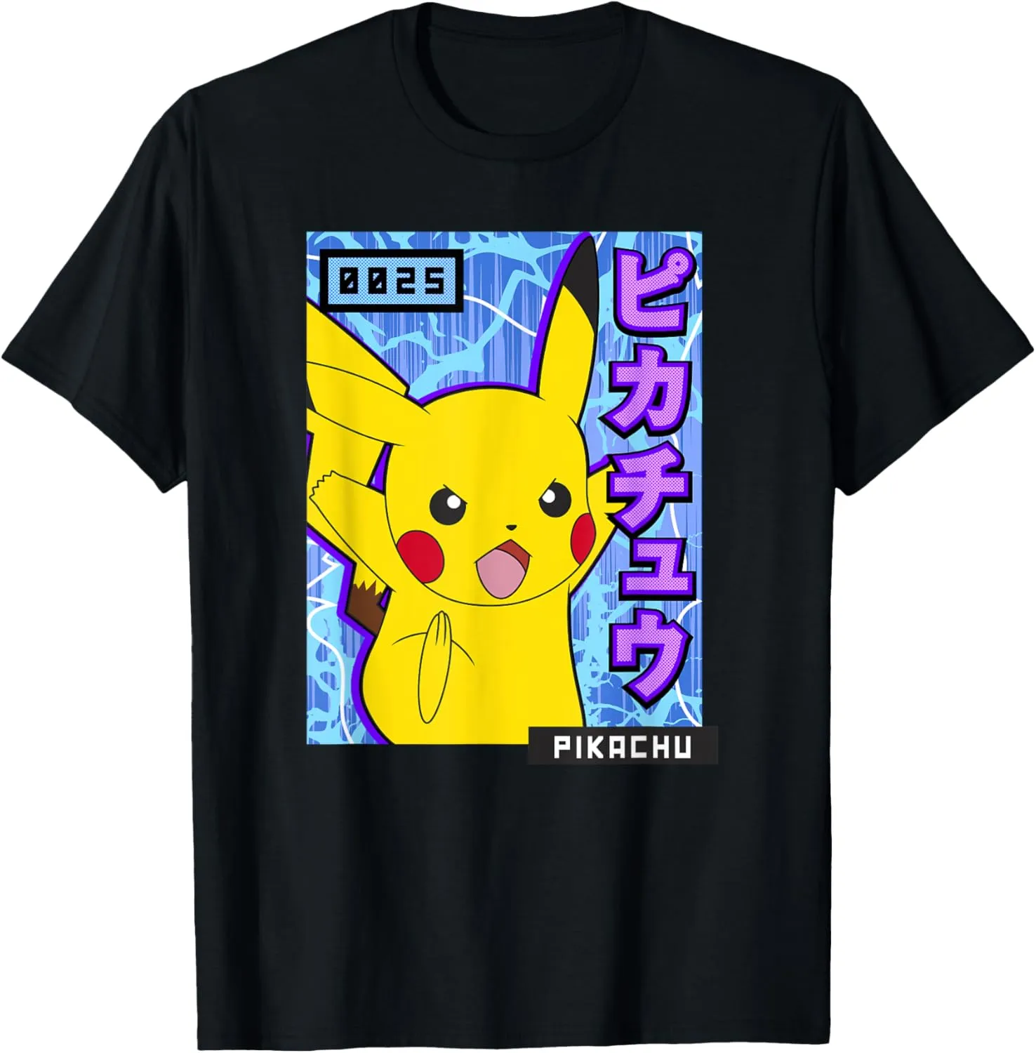 Pokémon 0025 Pikachu Kanji Electric Action Poster T-Shirt