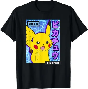 Pokémon 0025 Pikachu Kanji Electric Action Poster T-Shirt