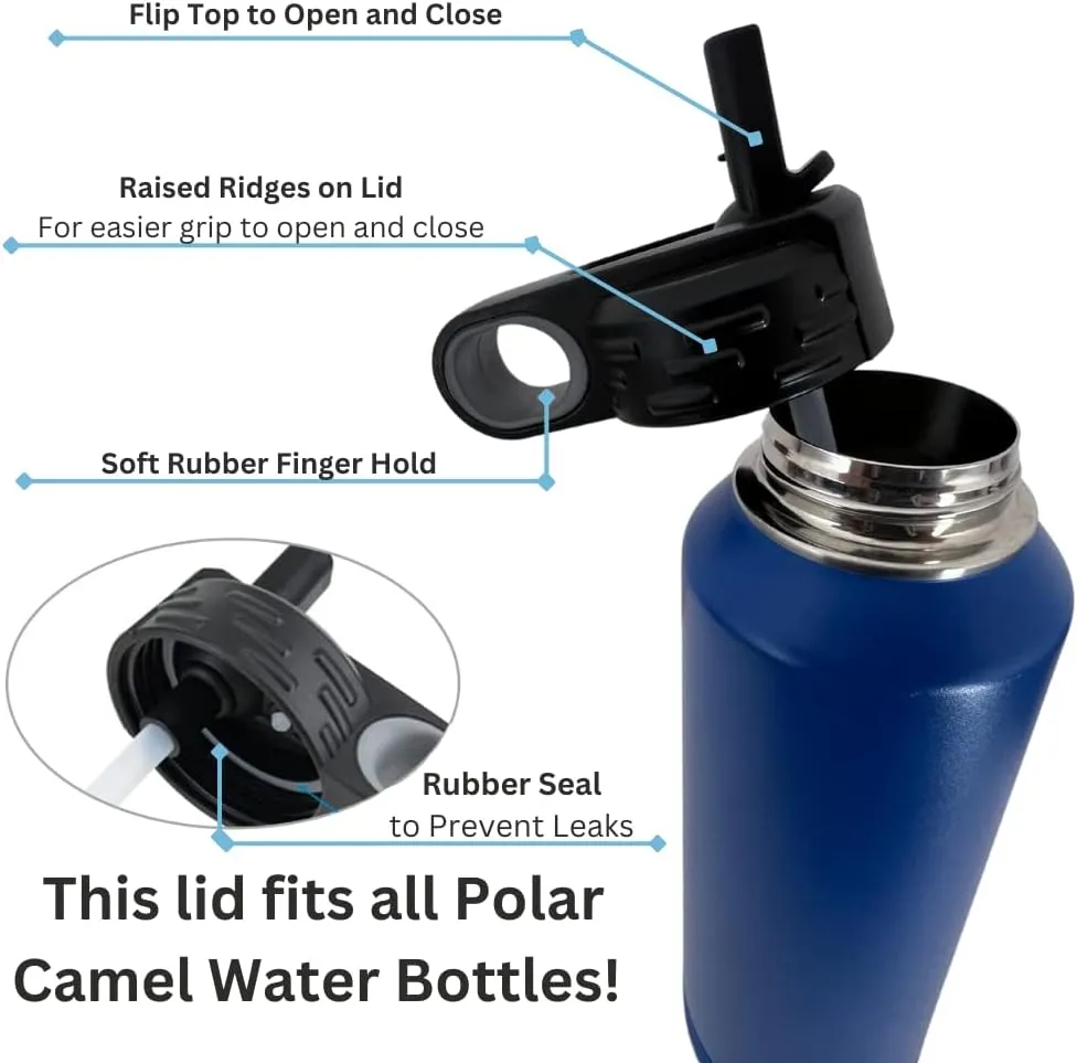 Polar Camel Water Bottle Lids (2-Pack) - Replacement Flip Top Lids for (12oz, 20oz, 32oz, 40oz)