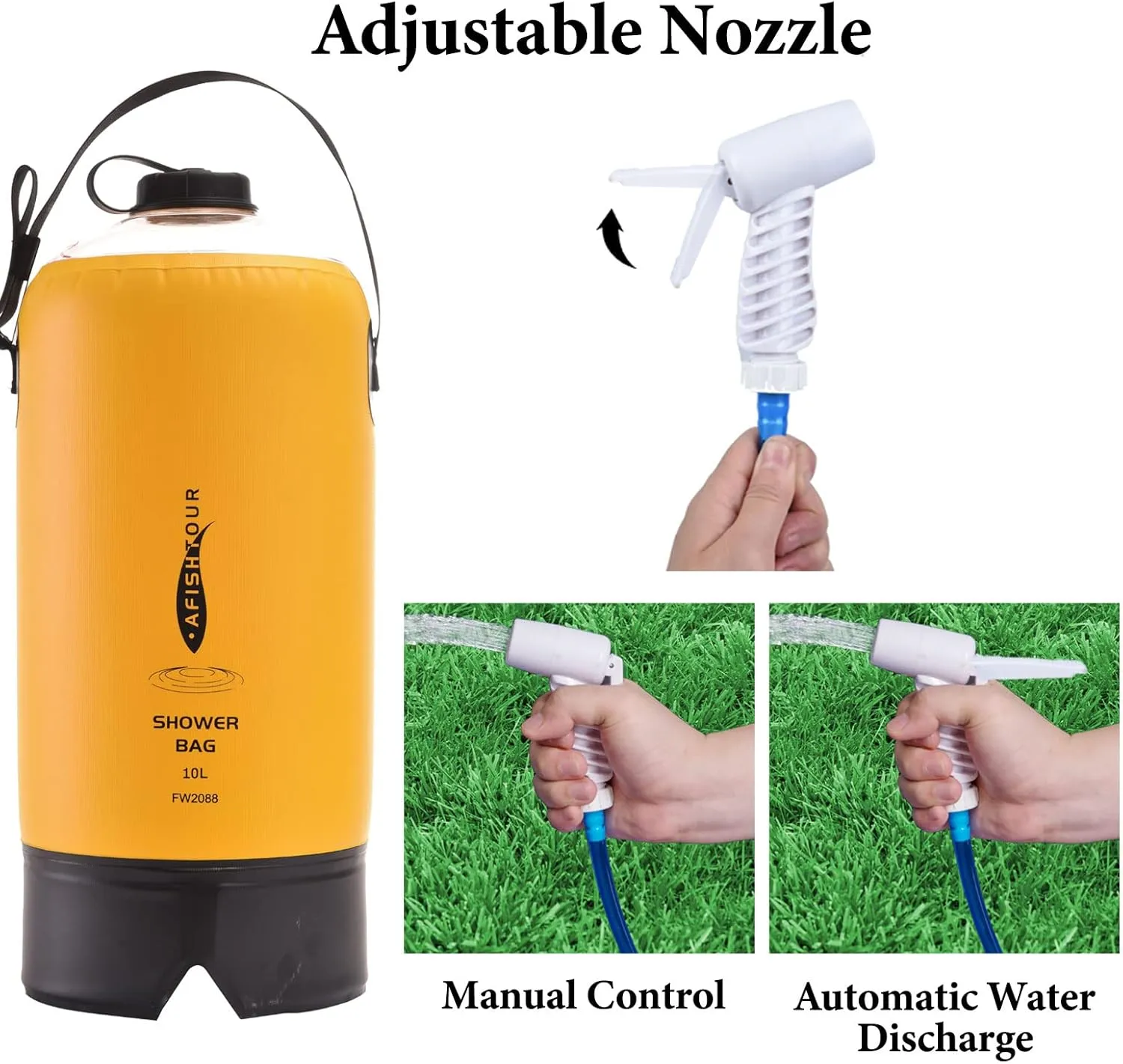 Portable Camping Shower Bag - 10L/2.2 Gallons 20/5 Gallons Solar Shower Water Bag with Foot Pump, Hose and Shower Head - Camp Shower for Camping, Beach, Travel, Outdoor Activities