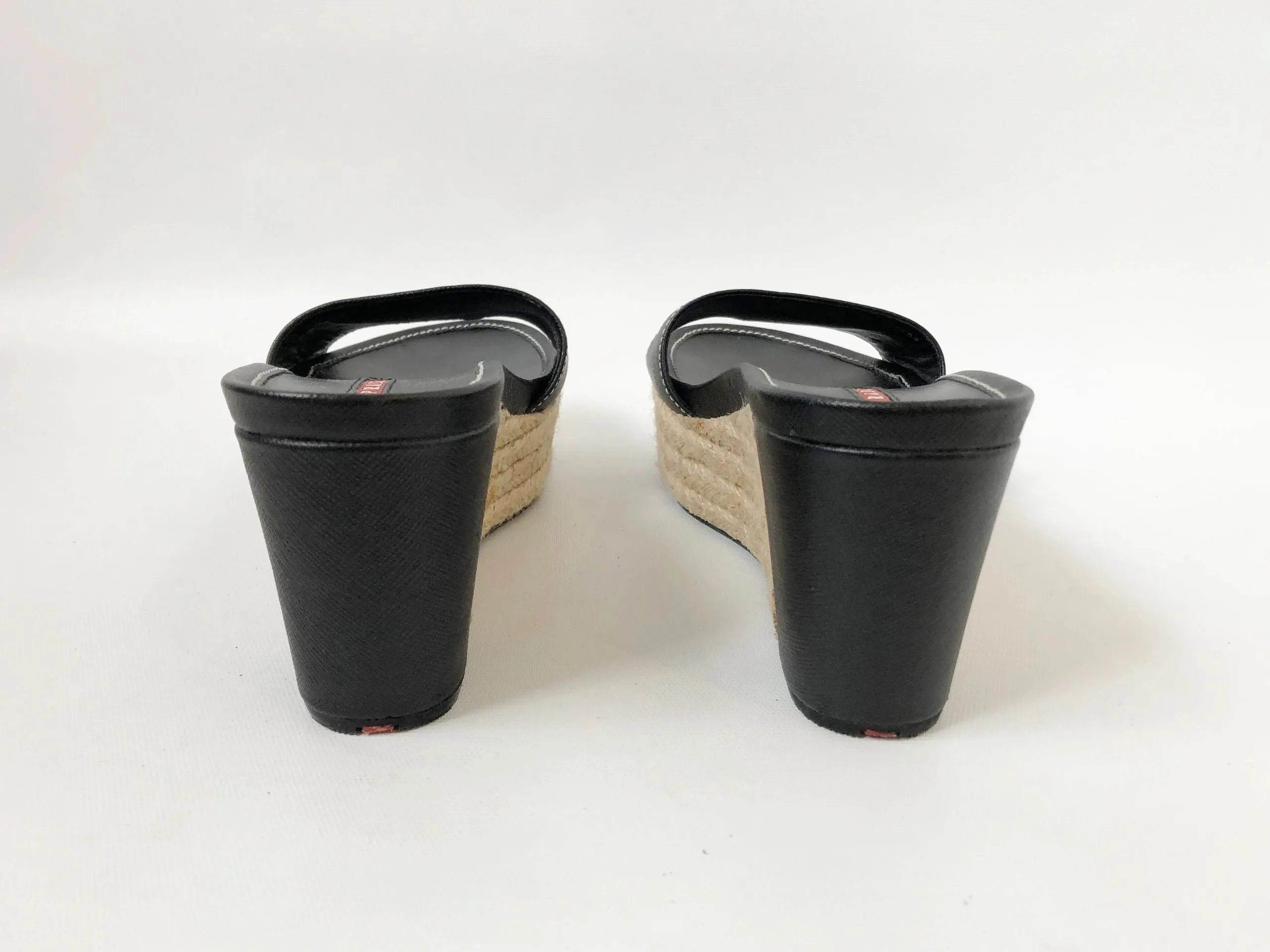 Prada Black Leather Slide Size 38 It (8 Us)