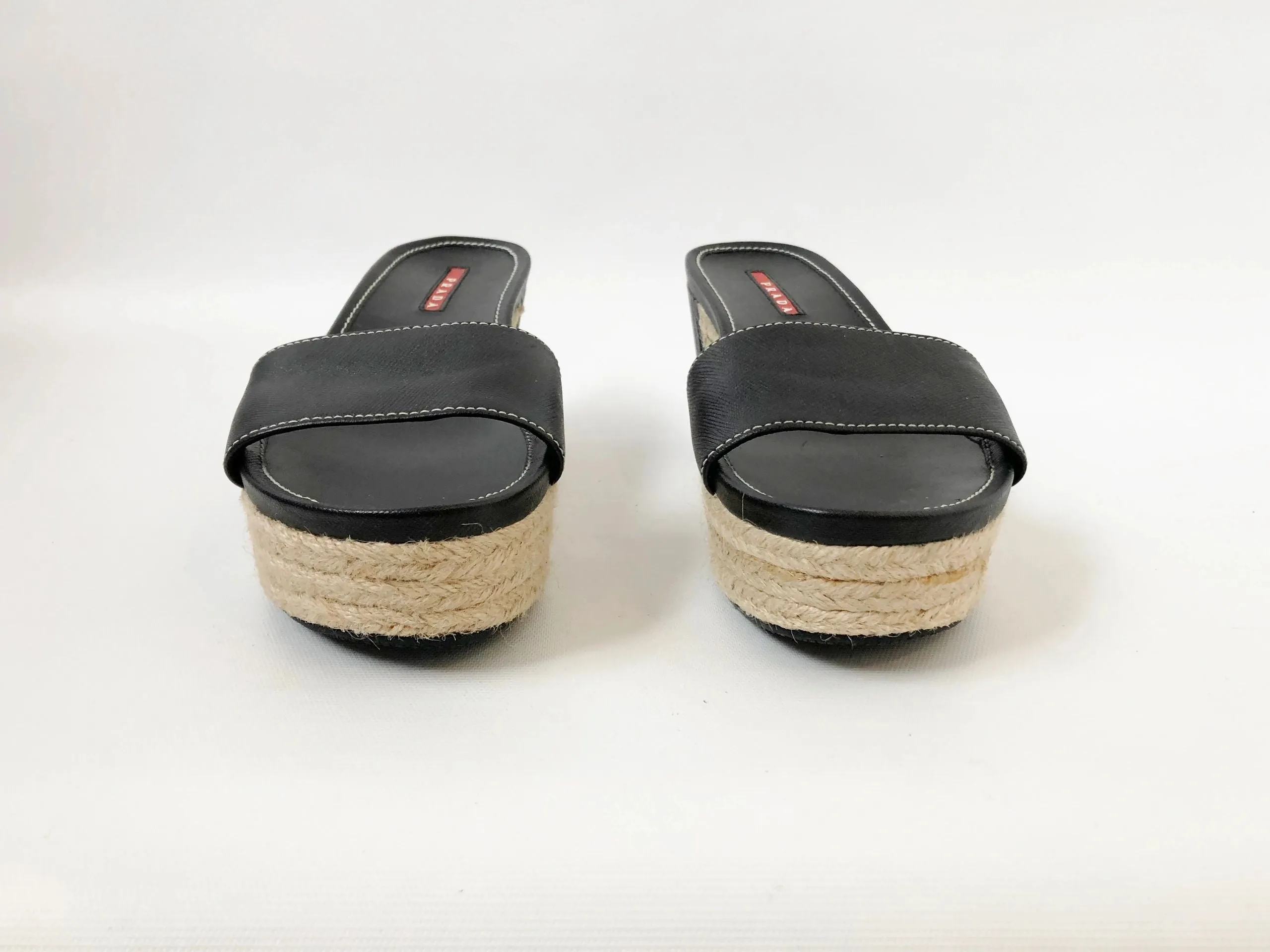 Prada Black Leather Slide Size 38 It (8 Us)