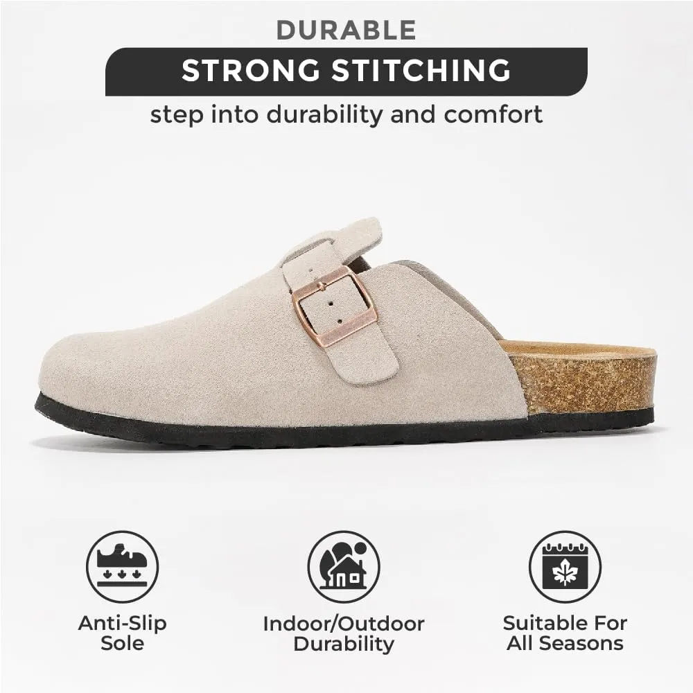 Project Cloud Mens Clogs - Full Grain Genuine Leather Memory Foam Clogs for Men Arch Support Cork Footbed - Non Slip Platform Mules (Brooklyn)