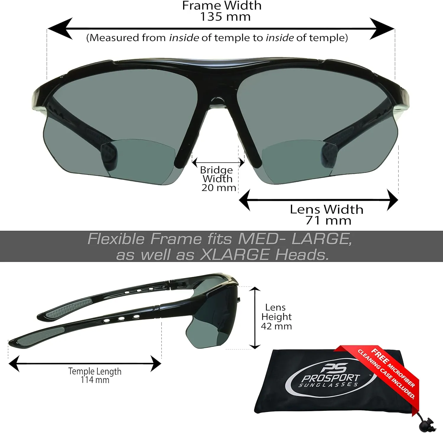 proSPORT BIFOCAL Sunglass Readers Men Women Blue Light Blocking HD Amber Lens Semi-Rimless Wrap-Around Golf Driving