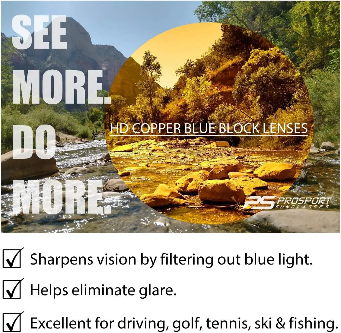 proSPORT BIFOCAL Sunglass Readers Men Women Blue Light Blocking HD Amber Lens Semi-Rimless Wrap-Around Golf Driving